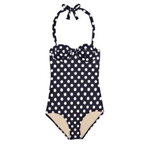 J. Crew One Piece Suit, Halter, Navy & White